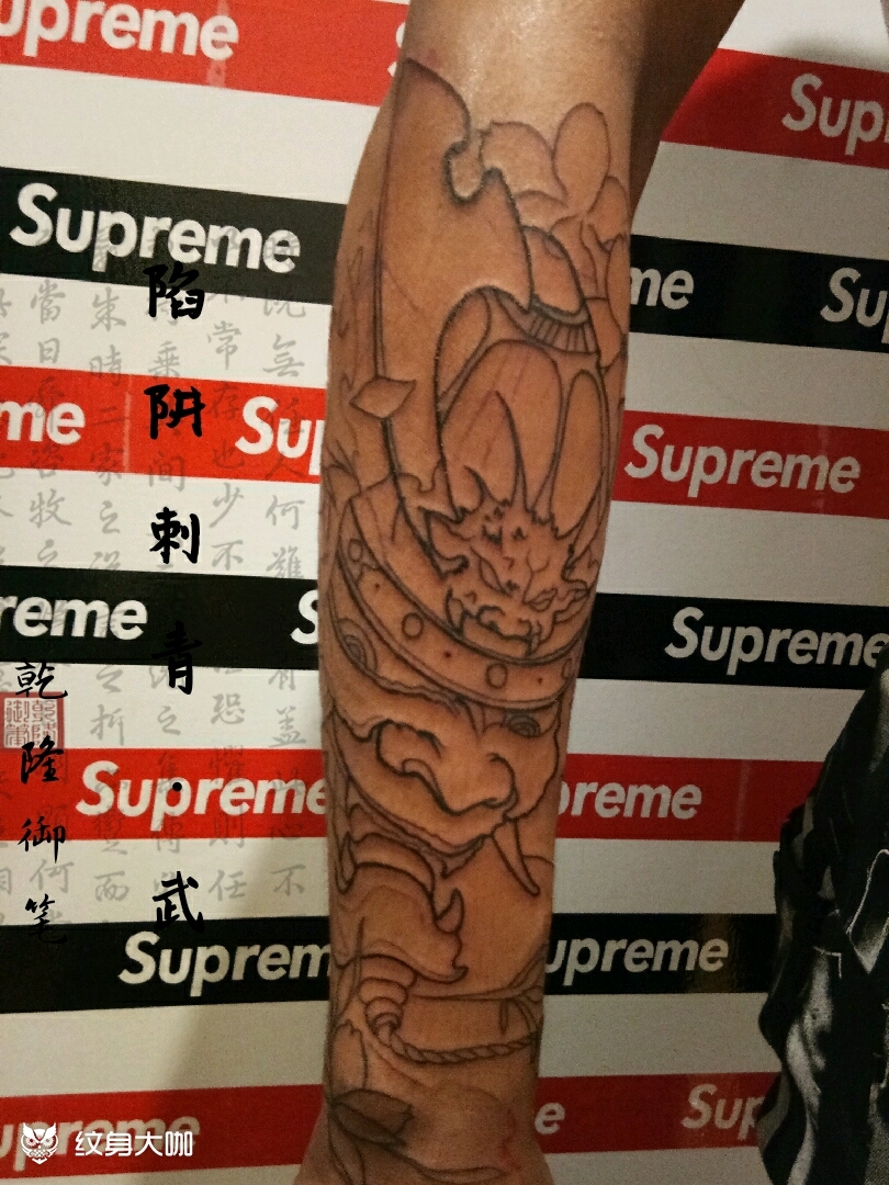 鬼武士线条_纹身图案手稿图片_敖丙ink.的纹身作品集