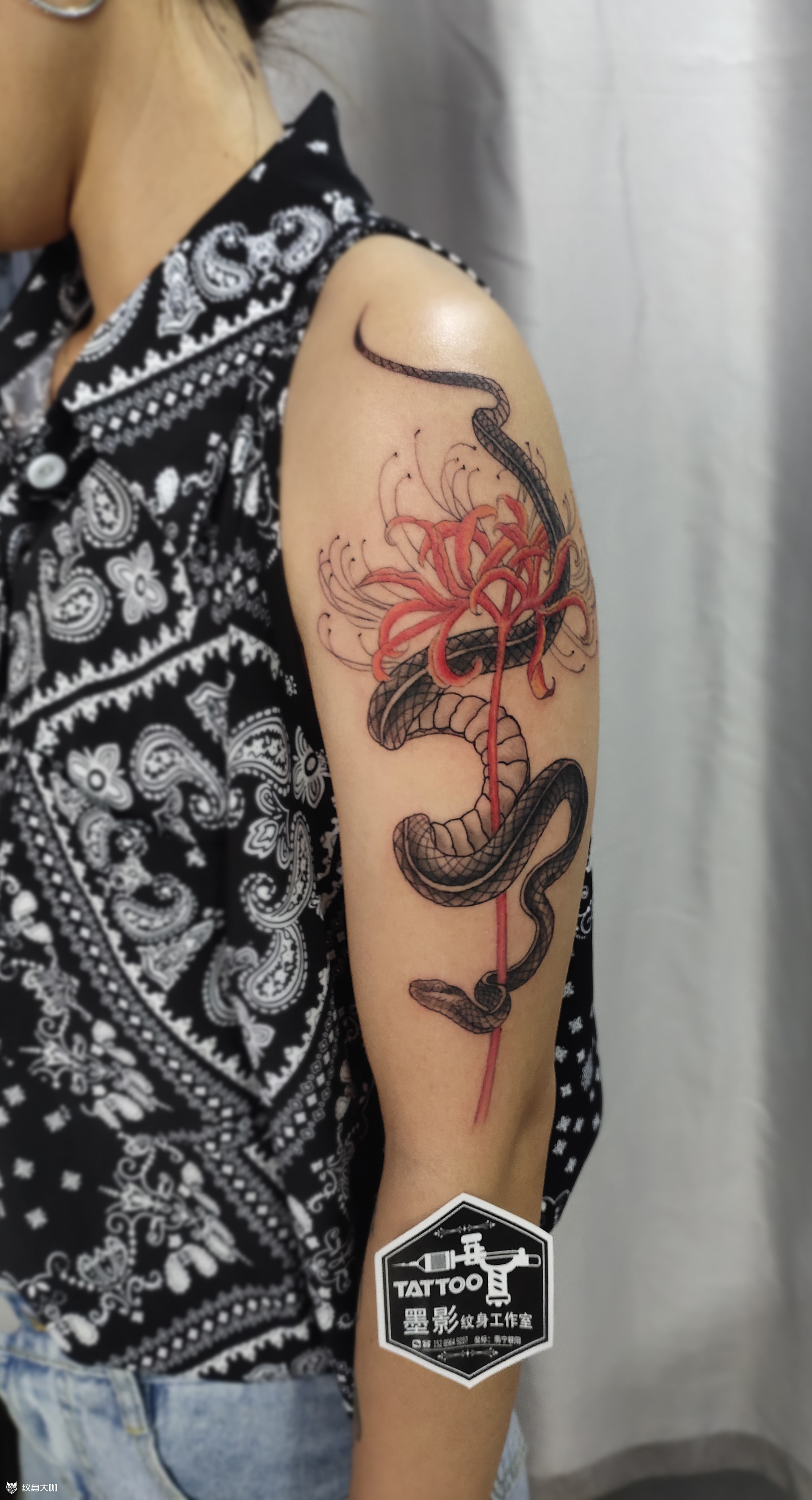 花与蛇_纹身图案手稿图片_老黎的纹身作品集