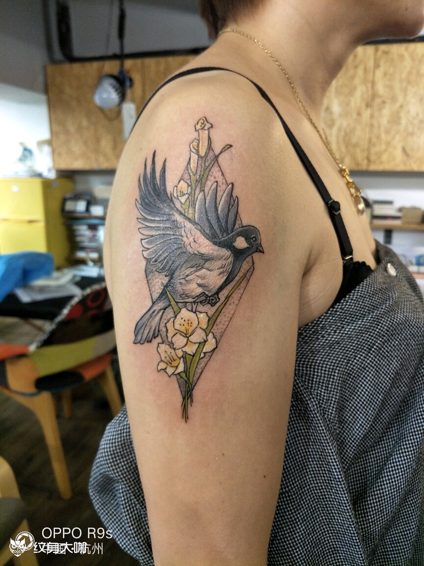 小鸟_纹身图案手稿图片_安莹的纹身作品集