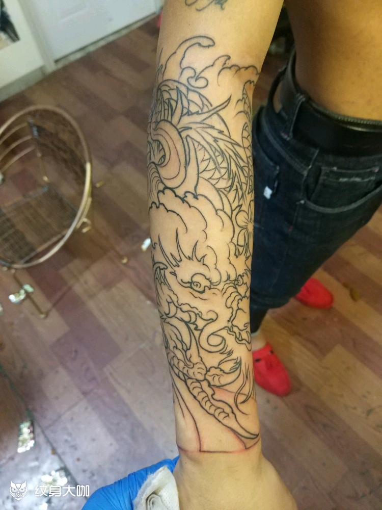 小臂传统龙线条_纹身图案手稿图片_琅文阁的纹身作品集