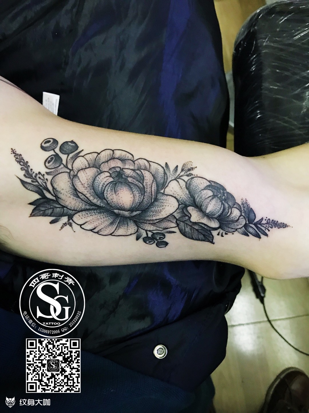 大臂内侧花_纹身图案手稿图片_谢享青的纹身作品集