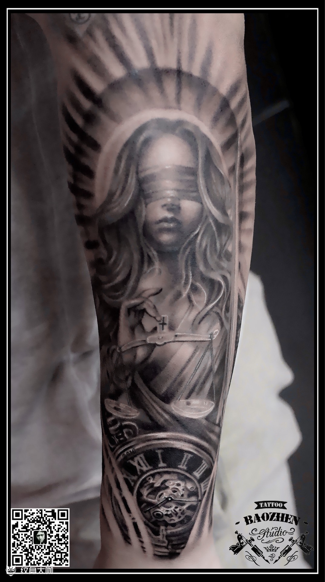 公平女神忒弥斯_纹身图案手稿图片_杜欣的纹身作品集