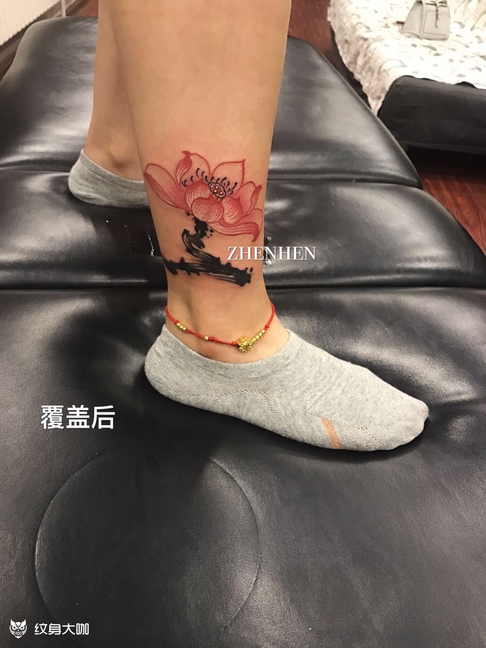 荷花_纹身图案手稿图片_王家强的纹身作品集