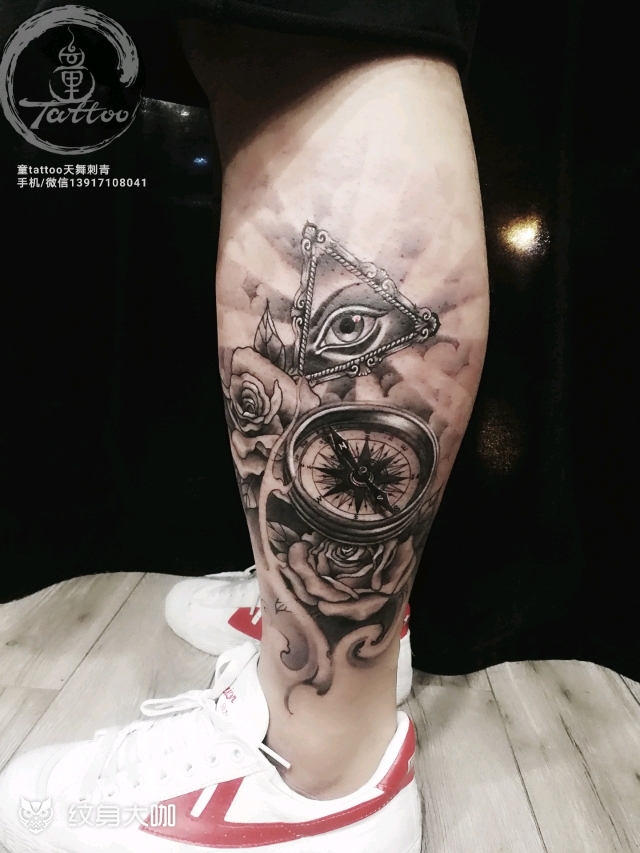 玫瑰时钟上帝之眼_纹身图案手稿图片_天舞的纹身作品集
