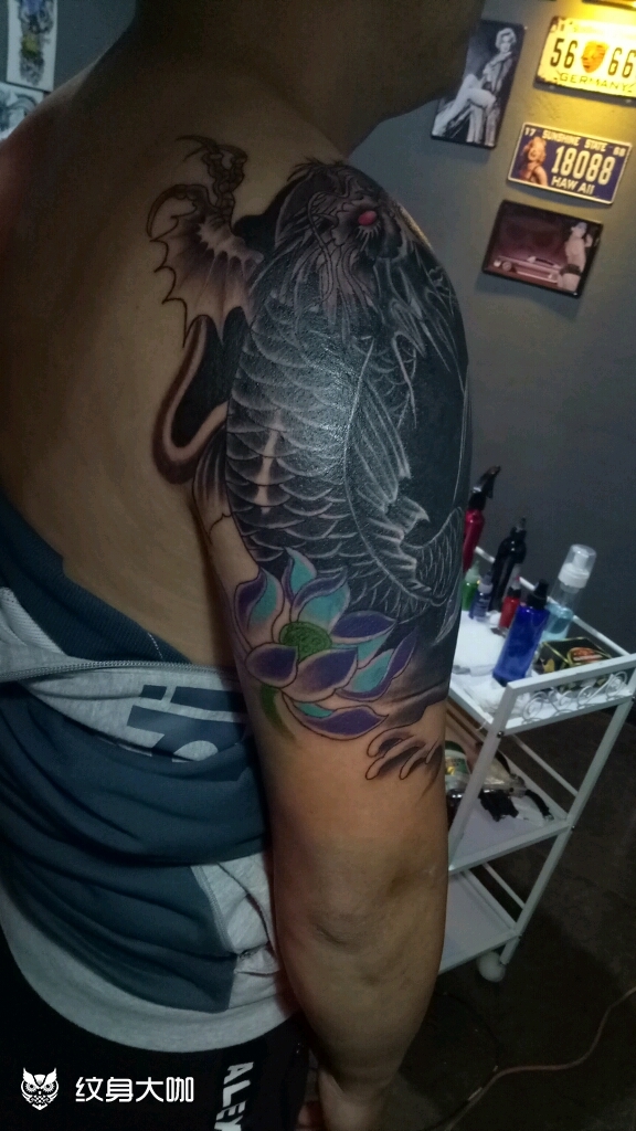 覆盖鳌鱼_纹身图案手稿图片_子默的纹身作品集