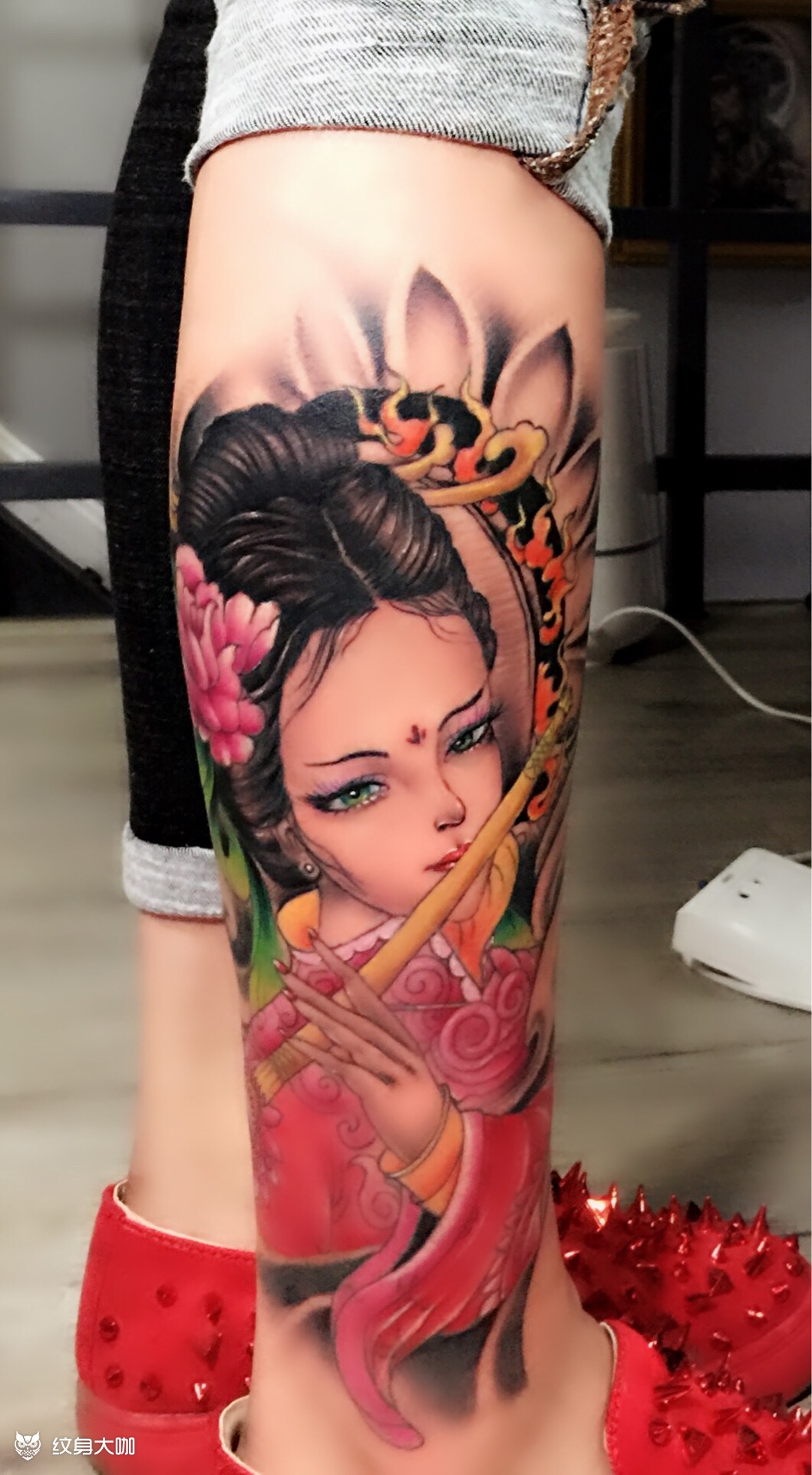 艺妓还是嫦娥_纹身图案手稿图片_张菊的纹身作品集