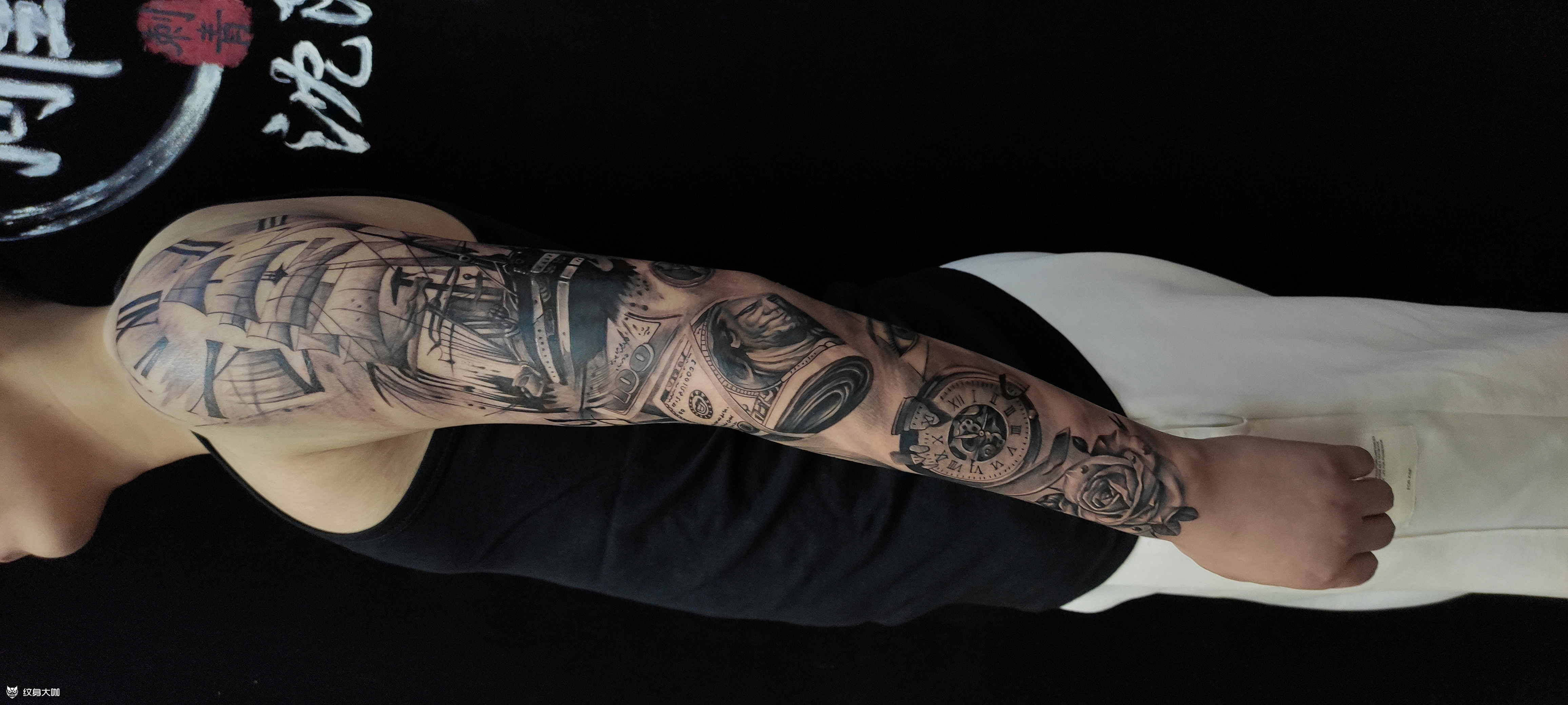 欧美写实花臂_纹身图案手稿图片_冯迎春的纹身作品集