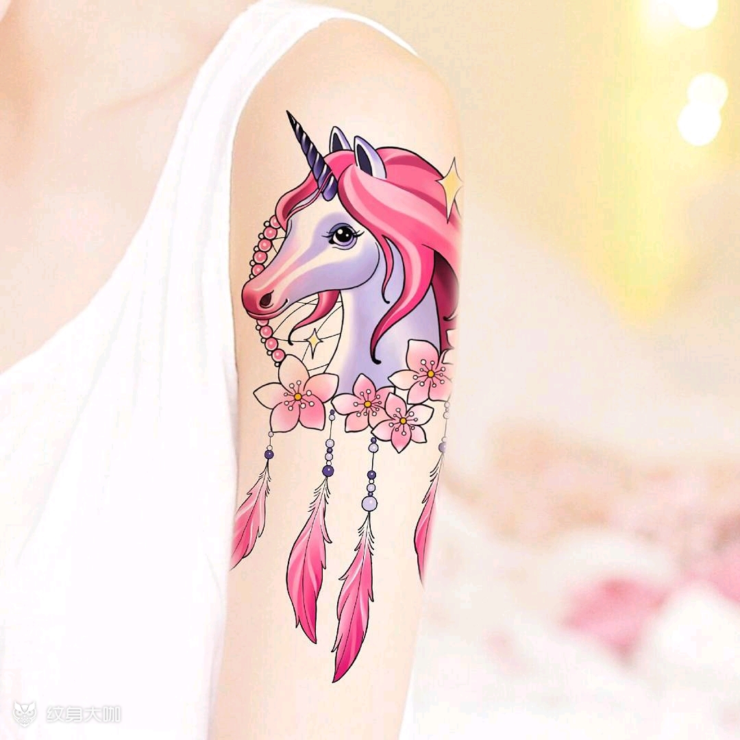 梦幻独角兽捕梦网_纹身图案手稿图片_jo的纹身作品集