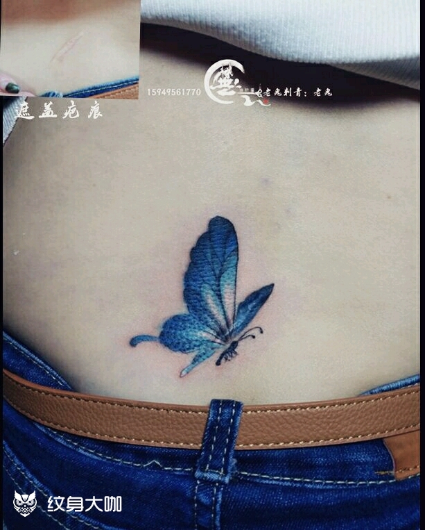 蝴蝶,疤痕遮盖_纹身图案手稿图片_老鬼的纹身作品集