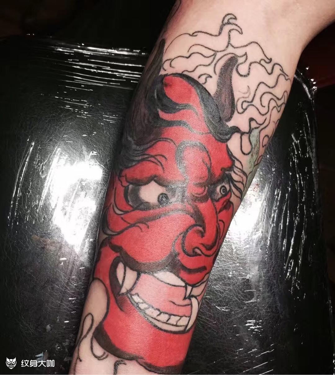 小臂红脸般若_纹身图案手稿图片_朝夕tattoo -豆豆06的纹身作品集