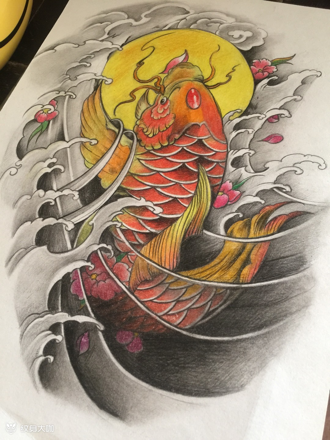 鱼_纹身图案手稿图片_袁琦的纹身作品集