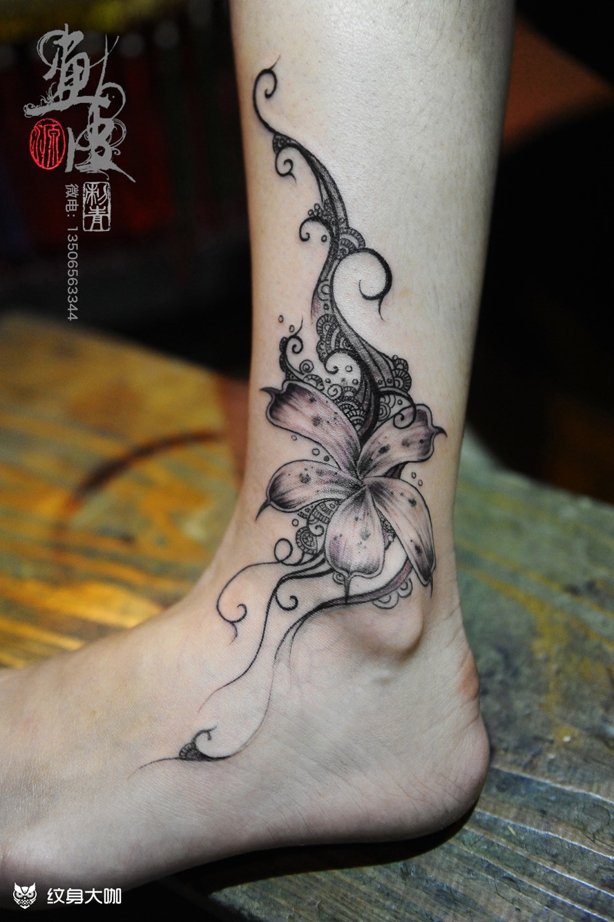 花藤_纹身图案手稿图片_张源的纹身作品集