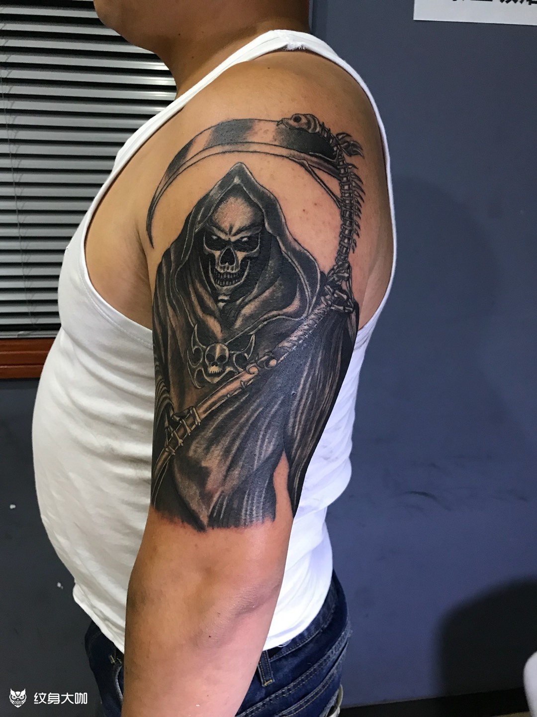 大臂死神_纹身图案手稿图片_辛国良的纹身作品集