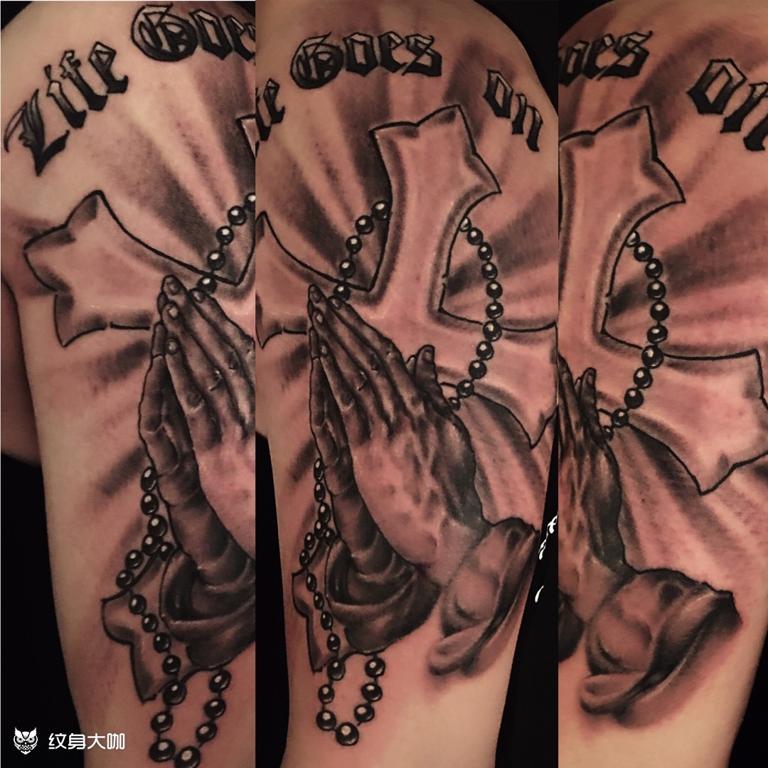 祈祷之手_纹身图案手稿图片_雪岩的纹身作品集