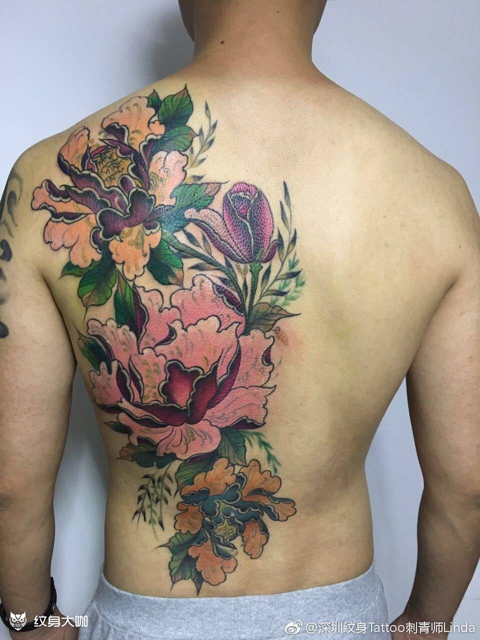 牡丹_纹身图案手稿图片_林佳的纹身作品集