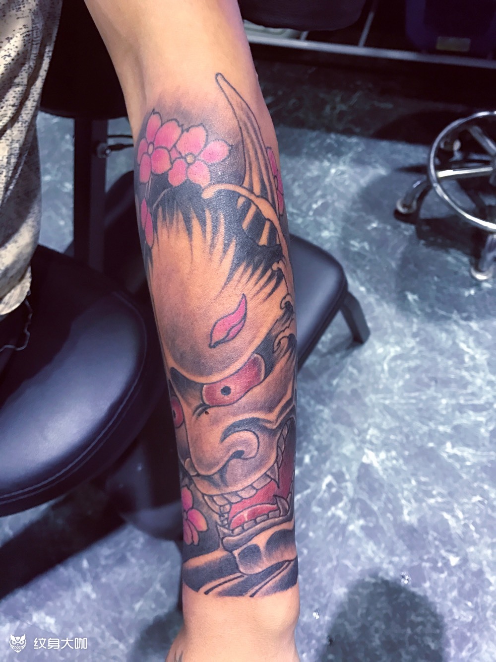 樱花 般若.完工_纹身图案手稿图片_雕瘾96刺青的纹身作品集