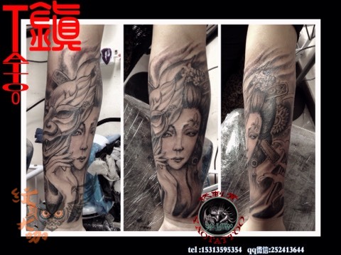鬼面艺妓_纹身图案手稿图片_王镇的纹身作品集