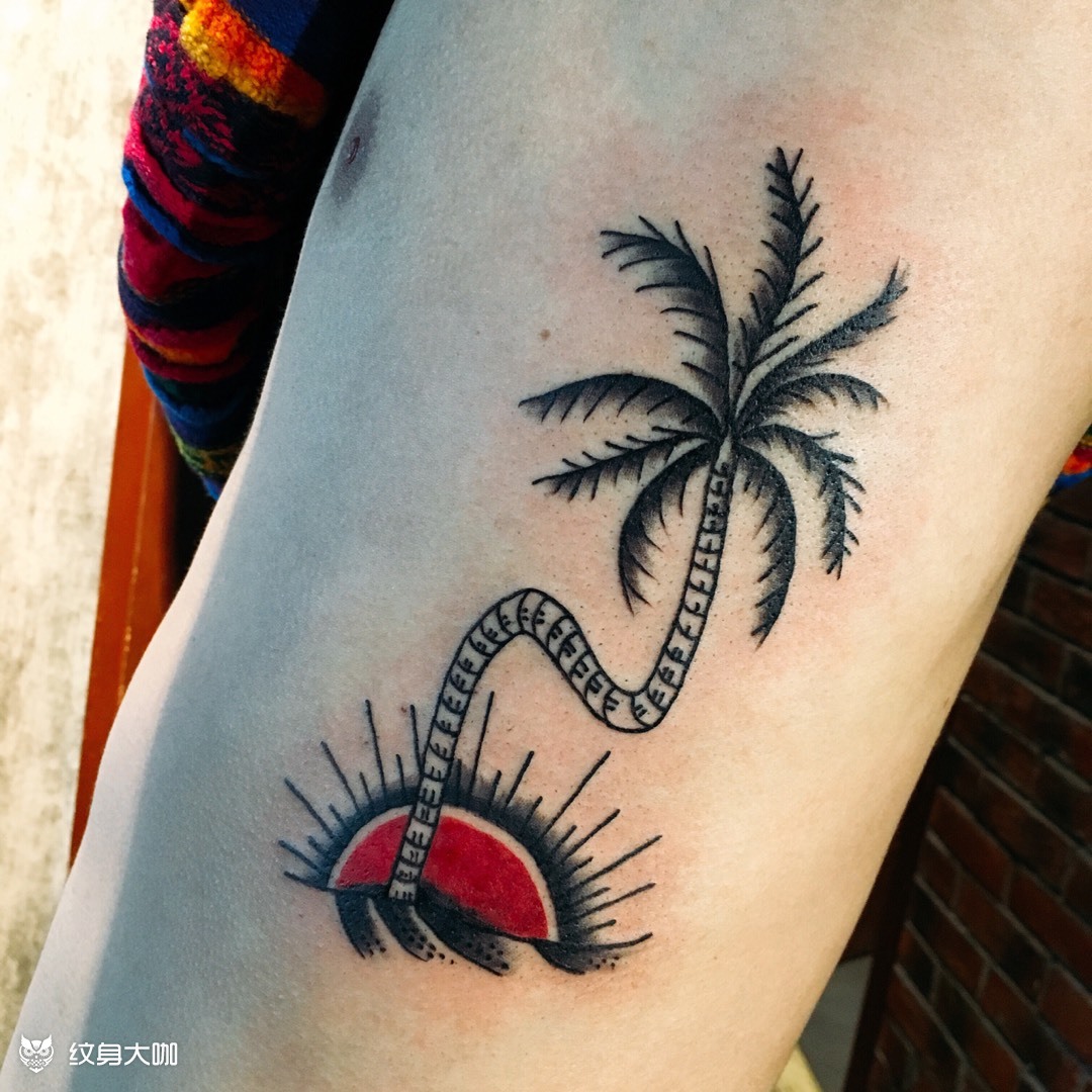 oldschool椰子树_纹身图案手稿图片_李胜浩的纹身作品集