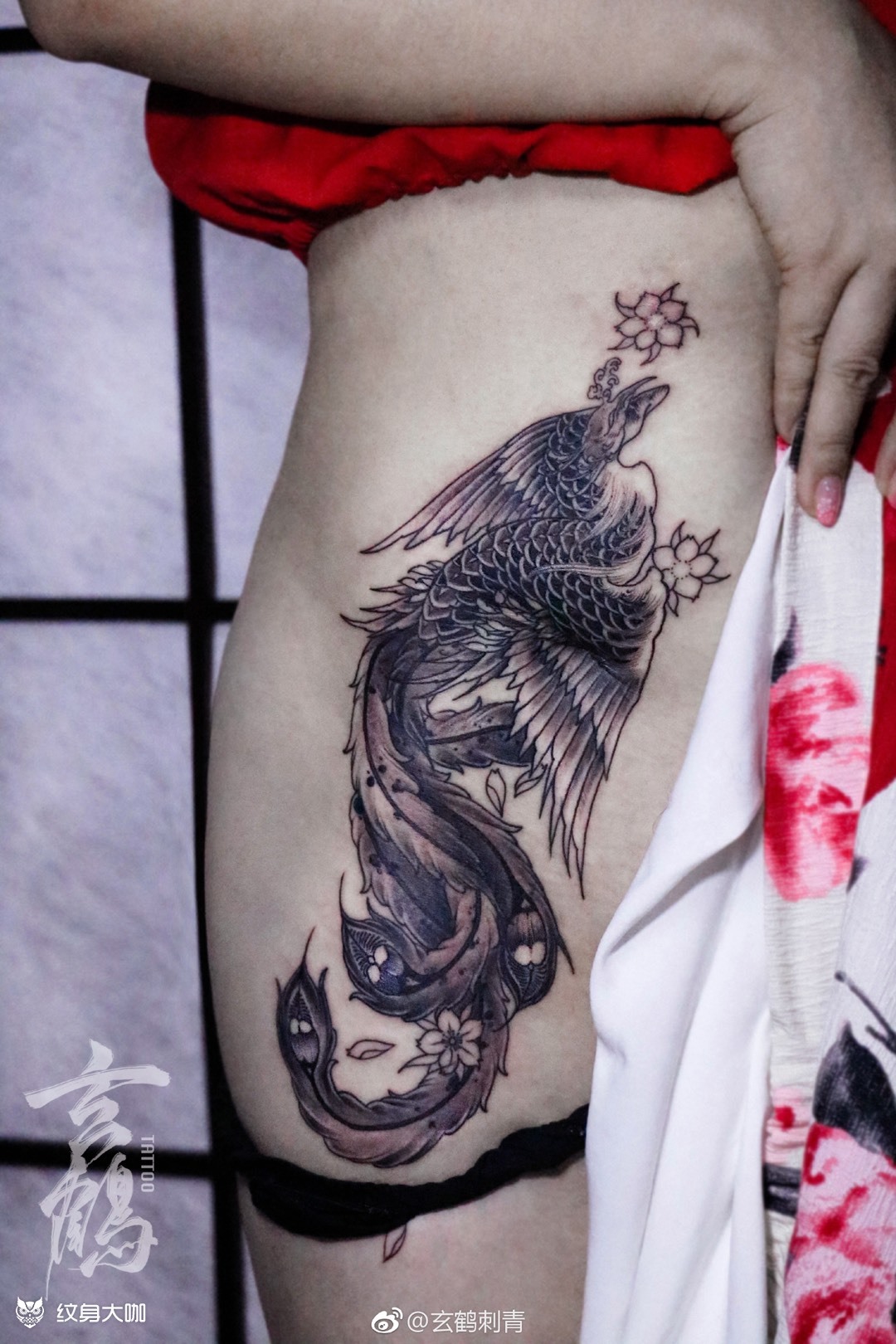 凤凰(遮疤)_纹身图案手稿图片_子枫的纹身作品集