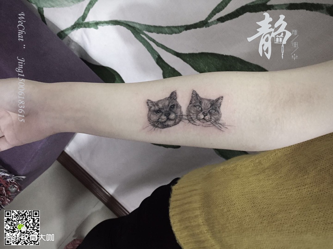 母子蓝猫_纹身图案手稿图片_郭立佳的纹身作品集