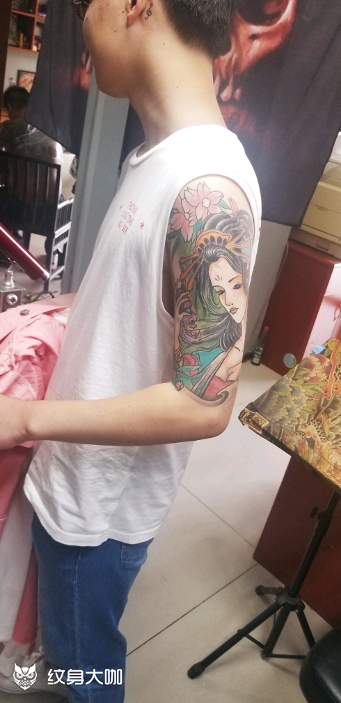 上臂艺伎_纹身图案手稿图片_刘国栋的纹身作品集