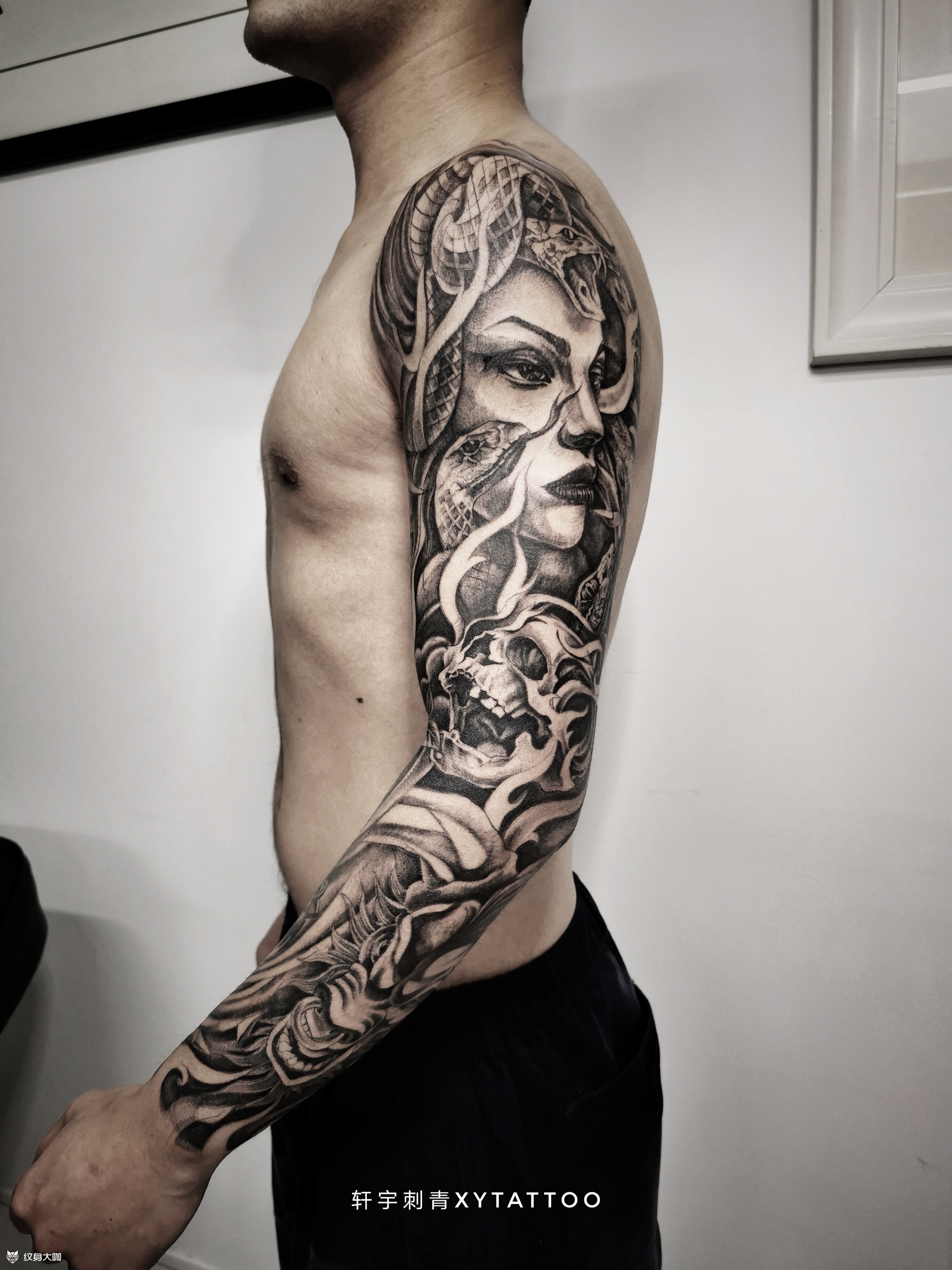 美杜莎花臂_纹身图案手稿图片_吴龙波的纹身作品集