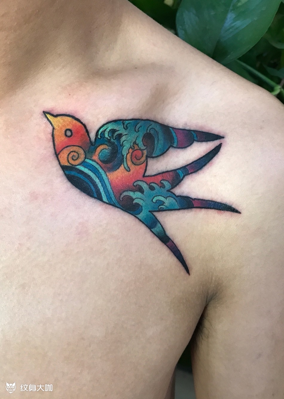 燕子遮盖_纹身图案手稿图片_张旭峰的纹身作品集