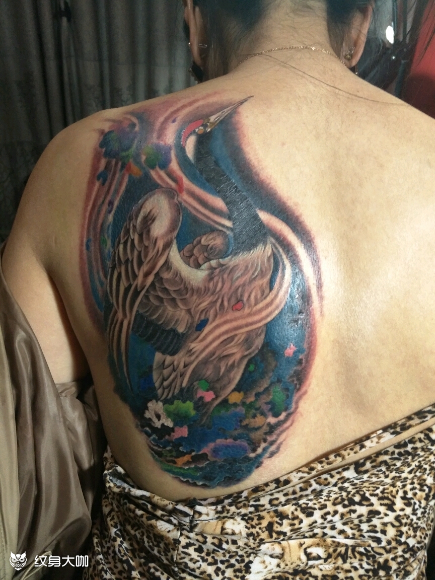 仙鹤_纹身图案手稿图片_苗玲的纹身作品集