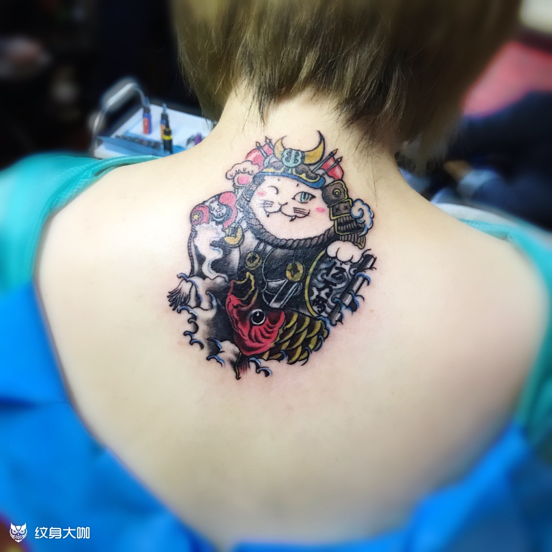 招财猫_纹身图案手稿图片_雕喜的纹身作品集