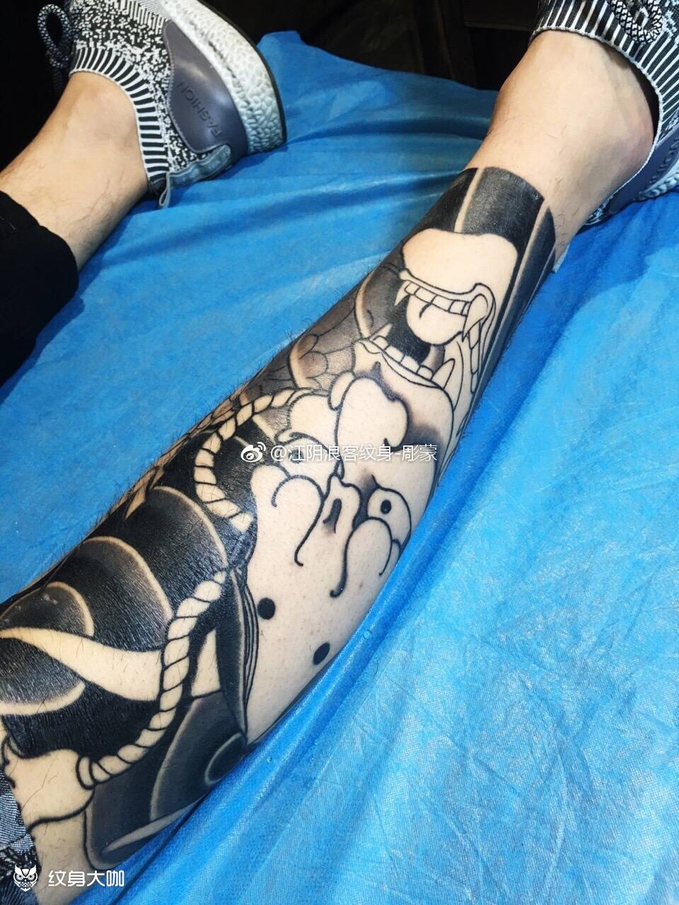 般若,般若包小腿,鲤鱼_纹身图案手稿图片_李蒙的纹身作品集