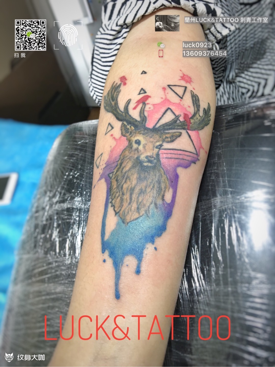 泼墨麋鹿_纹身图案手稿图片_luck的纹身作品集