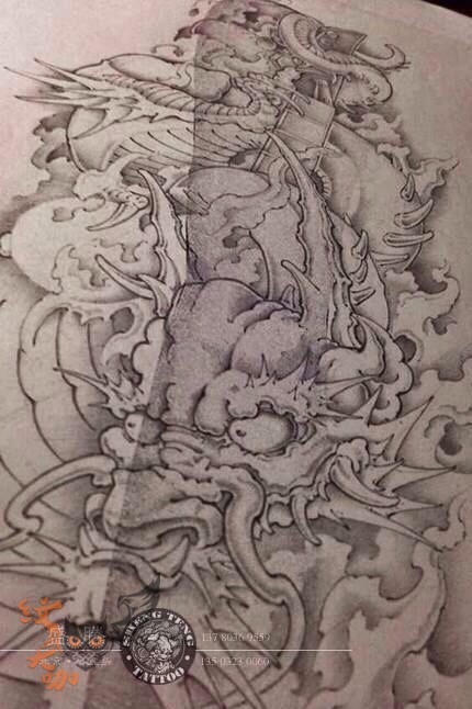 花臂_纹身图案手稿图片_刘俊的纹身作品集