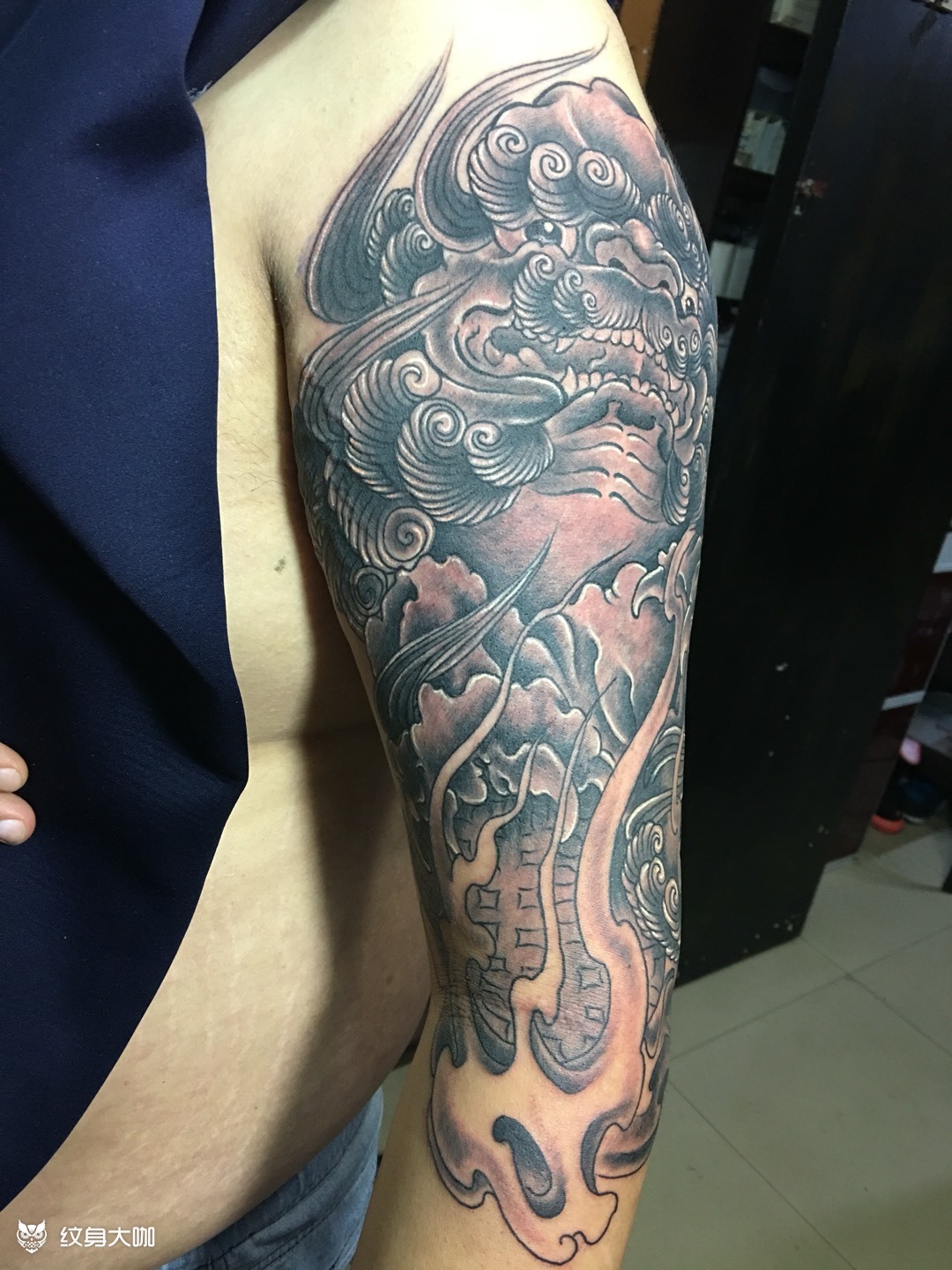 大臂唐狮子._纹身图案手稿图片_道格tattoo的纹身作品集