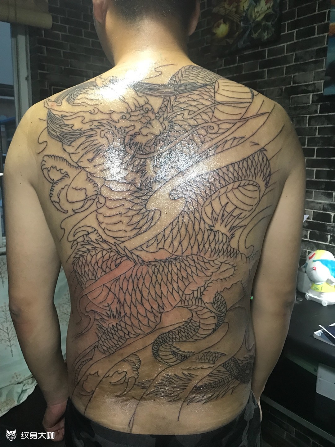 满背龙线条_纹身图案手稿图片_文道的纹身作品集