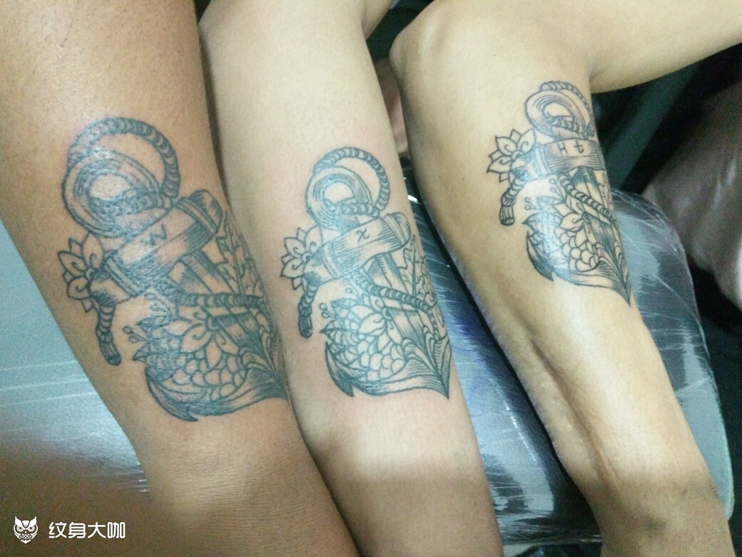 船锚三兄弟同款_纹身图案手稿图片_鹏纹艺画的纹身作品集