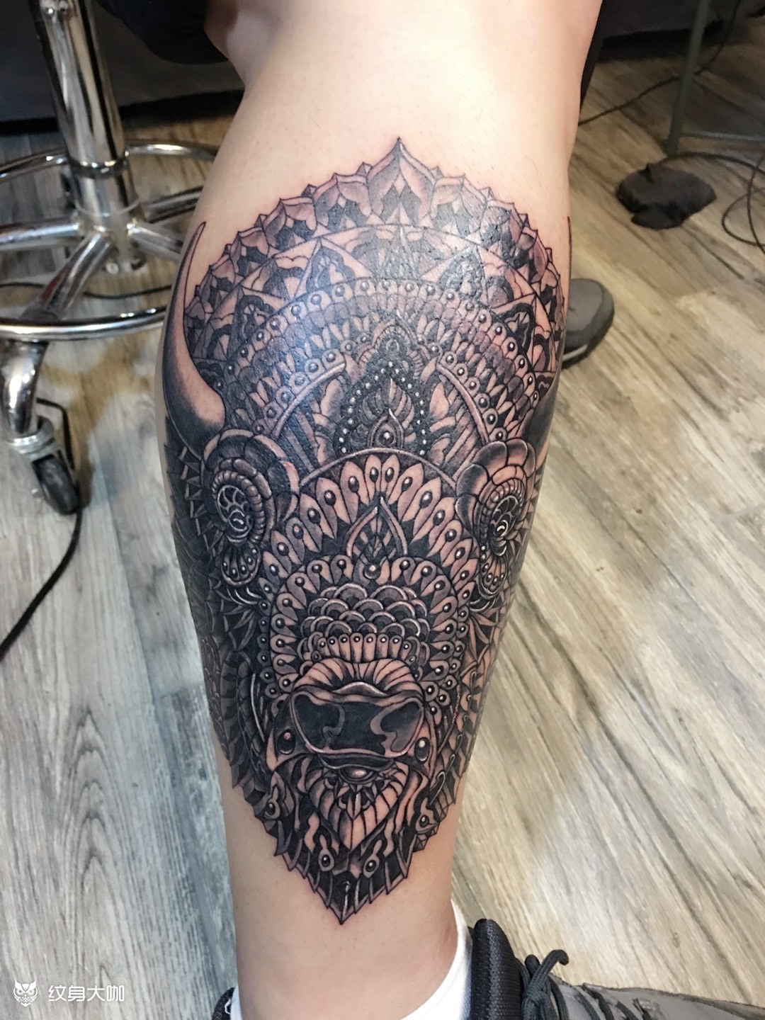 牛头_纹身图案手稿图片_纤墨的纹身作品集