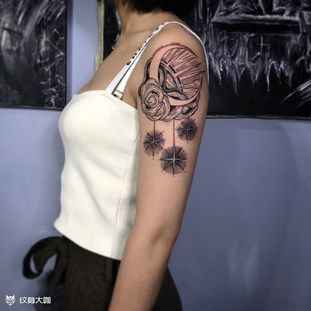 星月_纹身图案手稿图片_袁帅的纹身作品集