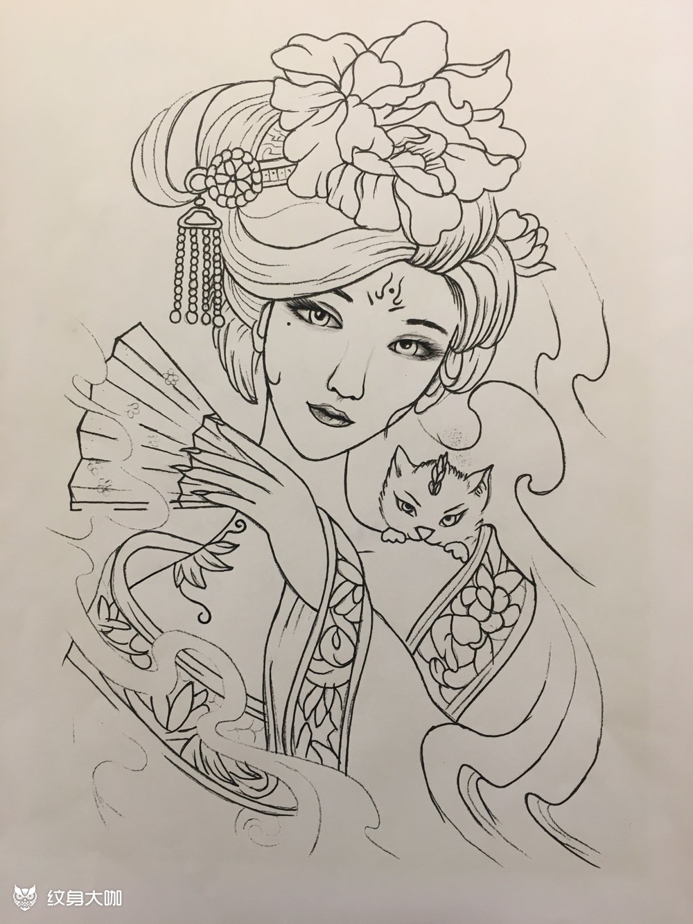 古装美女_纹身图案手稿图片_一品堂纹刺的纹身作品集