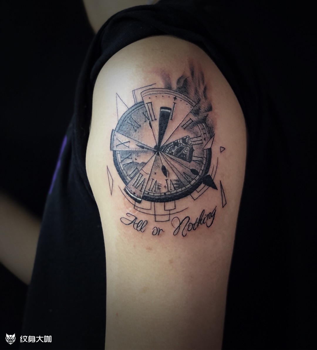 时钟_纹身图案手稿图片_马骝的纹身作品集