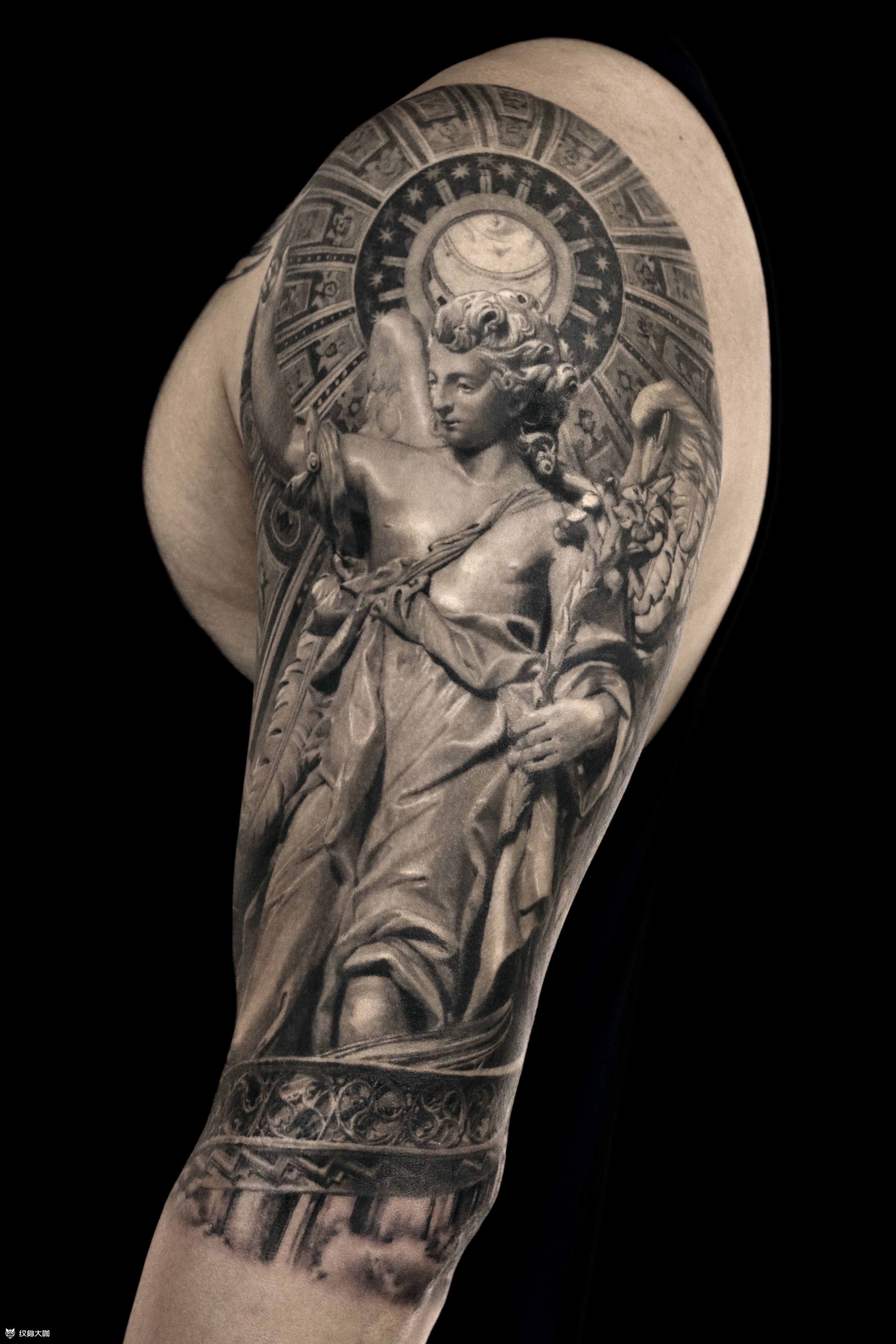 天使完全恢复后大臂雕塑天使 _纹身吧社区 - 纹身大咖