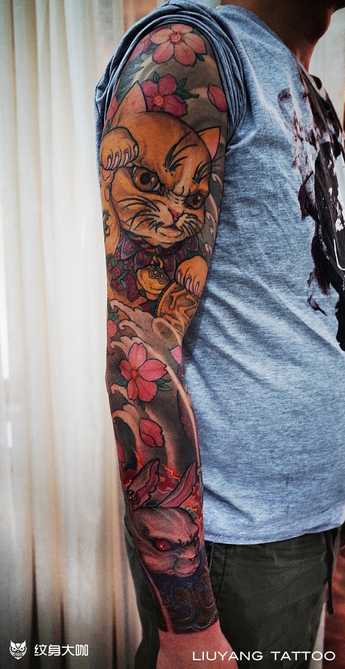 金猫兔爷_纹身图案手稿图片_刘扬的纹身作品集