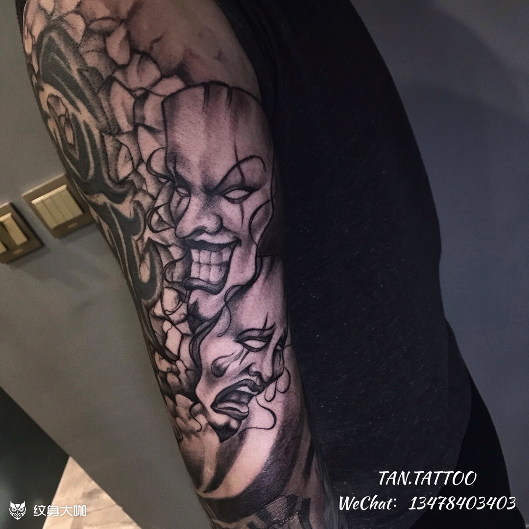 小丑面具_纹身图案手稿图片_tan的纹身作品集