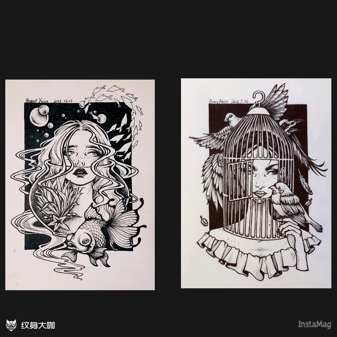 【原创手稿】囚笼 去年_纹身吧社区 - 纹身大咖