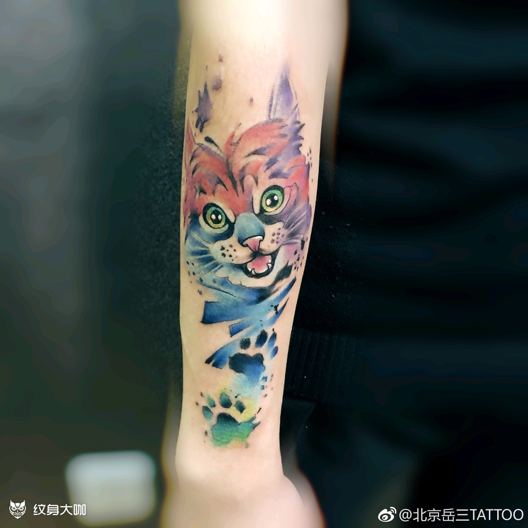 小臂猫_纹身图案手稿图片_岳三的纹身作品集
