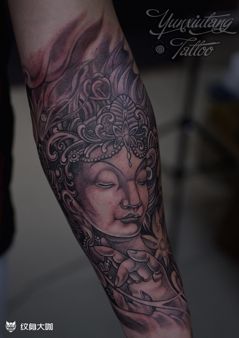 大势至菩萨_纹身图案手稿图片_kfb tattoo功夫兔的纹身作品集