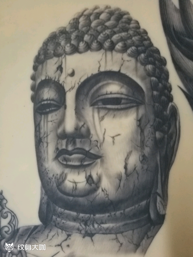 大日如来佛头_纹身图案手稿图片_张蕊鑫的纹身作品集