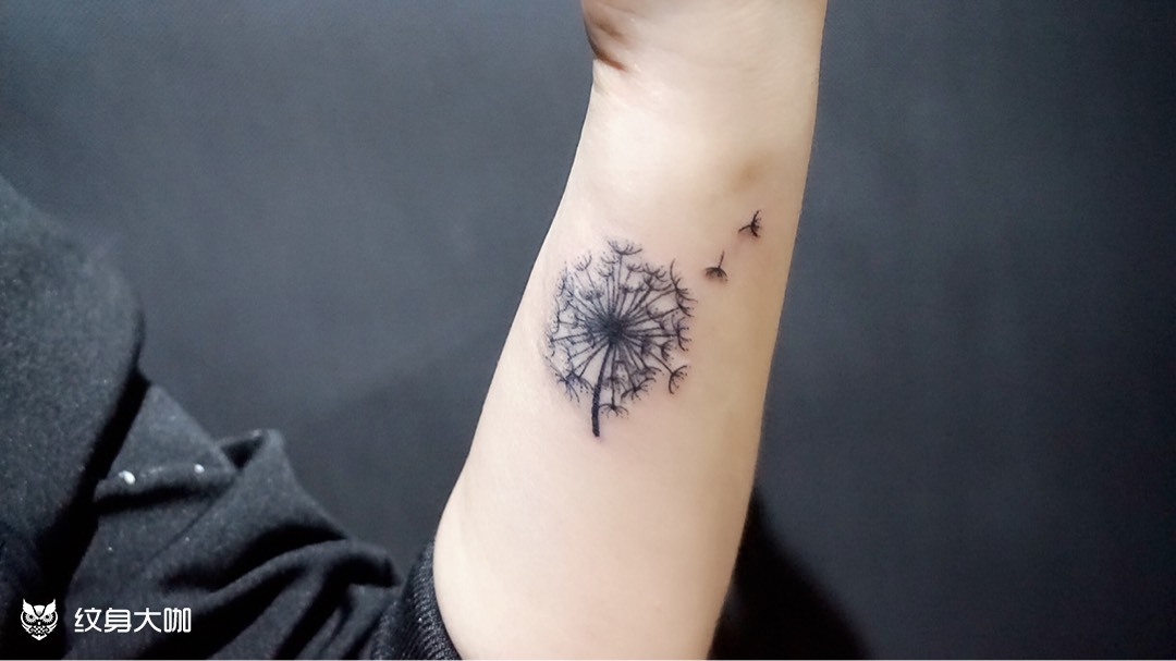 手腕蒲公英_纹身图案手稿图片_饭团的纹身作品集