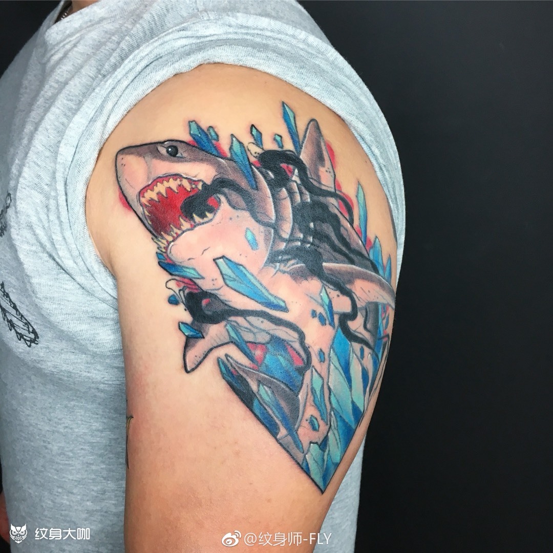 newschool鲨鱼_纹身图案手稿图片_fly的纹身作品集