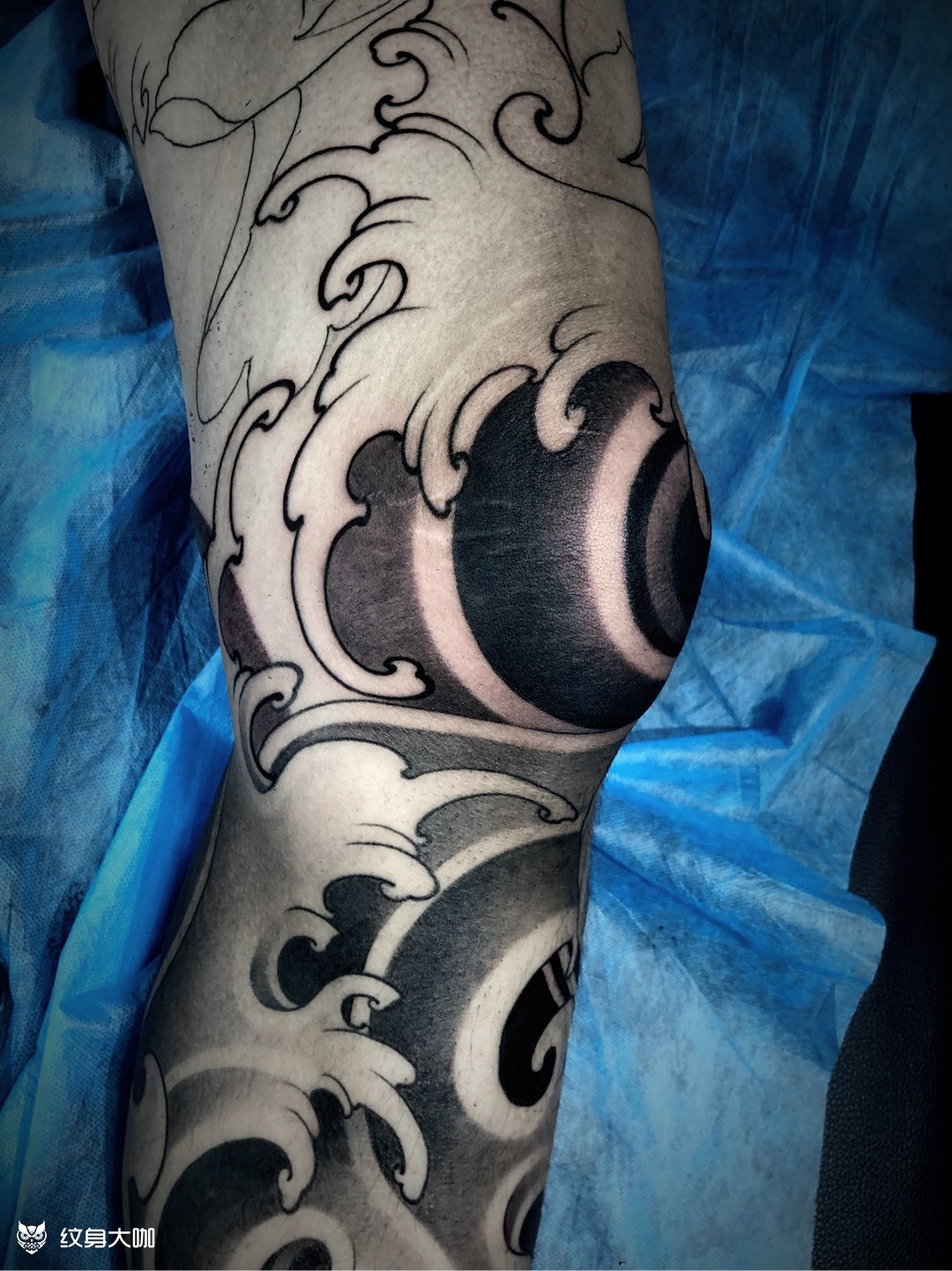 作品简介:纯手绘 鲤鱼水浪花腿