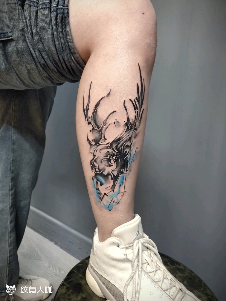 麋鹿_纹身图案手稿图片_广州天朝纹刺的纹身作品集